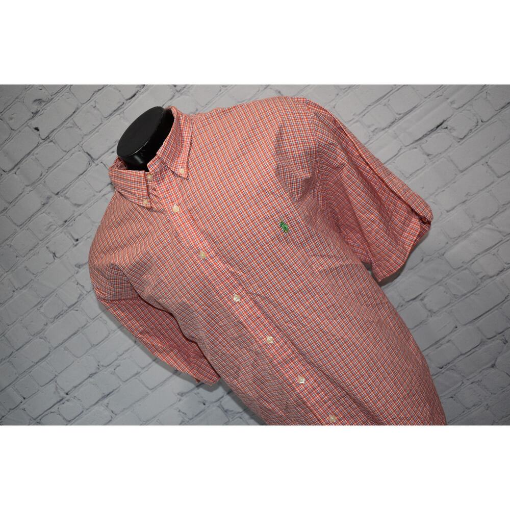 Polo Ralph Lauren Dress Shirt Men 3XB BIG Classic Orange Blue Cotton - Picture 6 of 6